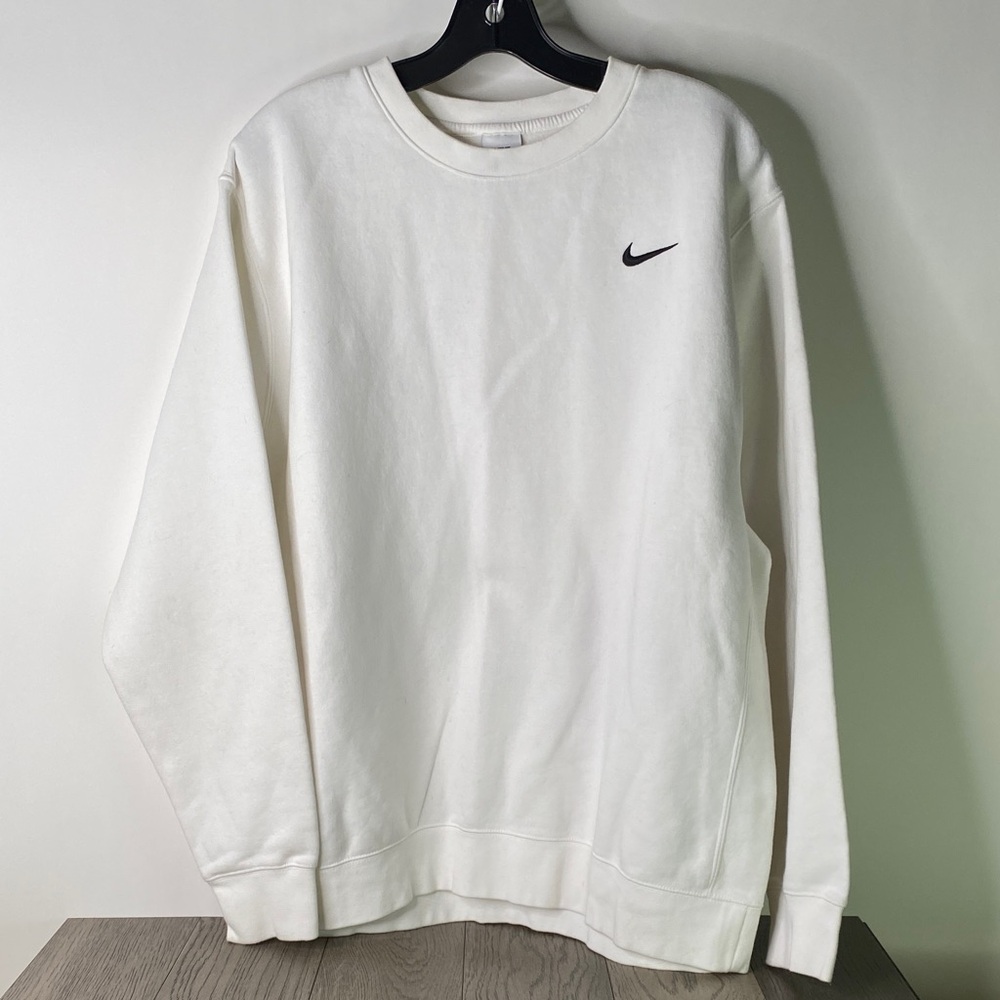 Nike Men’s Size 2XL White Crewneck Sweatshirt with Black Swoosh - 1407